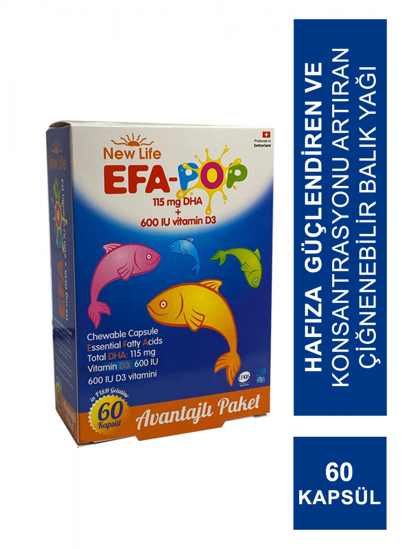 New Life EFA Pop 60 Kapsül Çiğnenebilir Balık Yağı