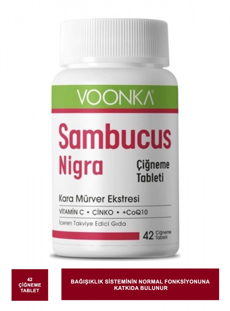 Voonka Sambucus Nigra Kara Mürver Ekstresi 42 Çiğneme Tablet