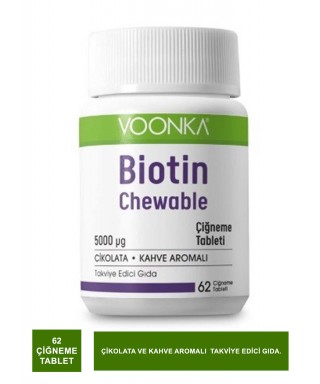 Voonka Biotin Chewable Takviye Edici Gıda 5000 mg 62 Tablet