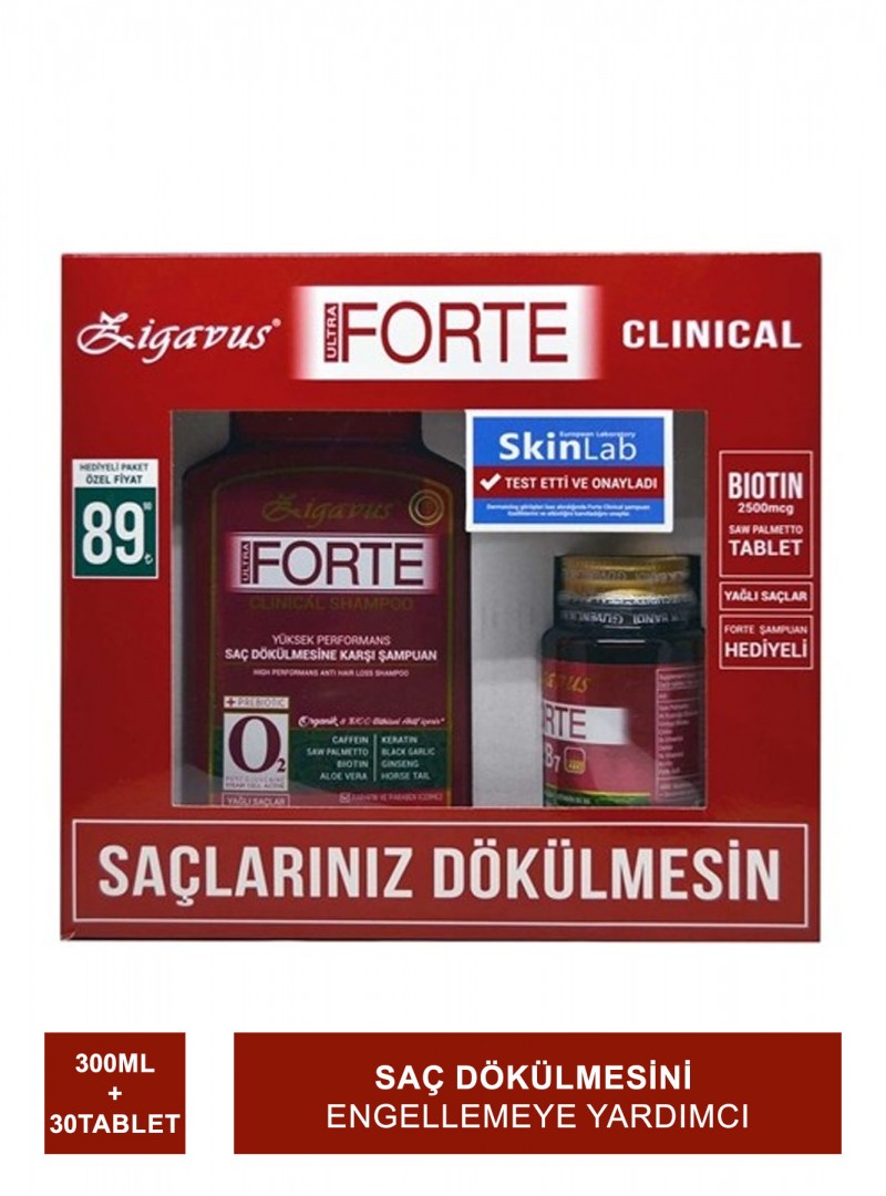 Zigavus Forte Clinical Şampuan  Kuru / Normal Saçlar 300 ml - Biotin&Saw Palmetto 30 Tablet Set