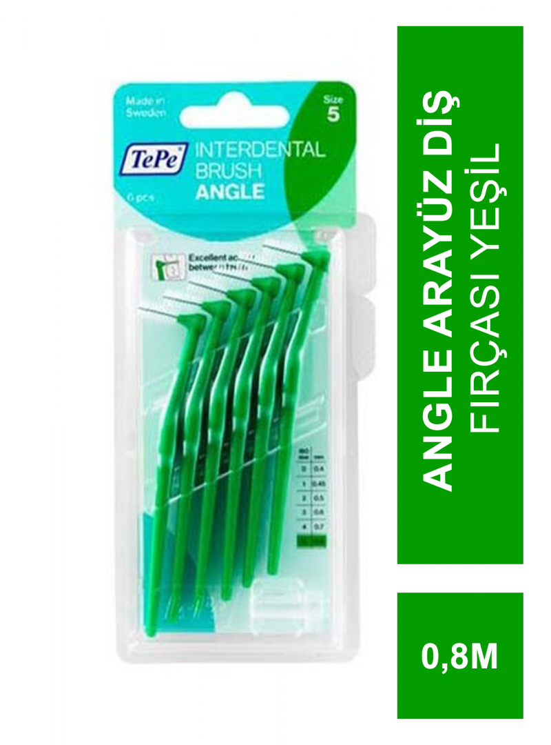 Tepe Angle Arayüz Diş Fırçası 0.8mm Yeşil 6 lı Paket