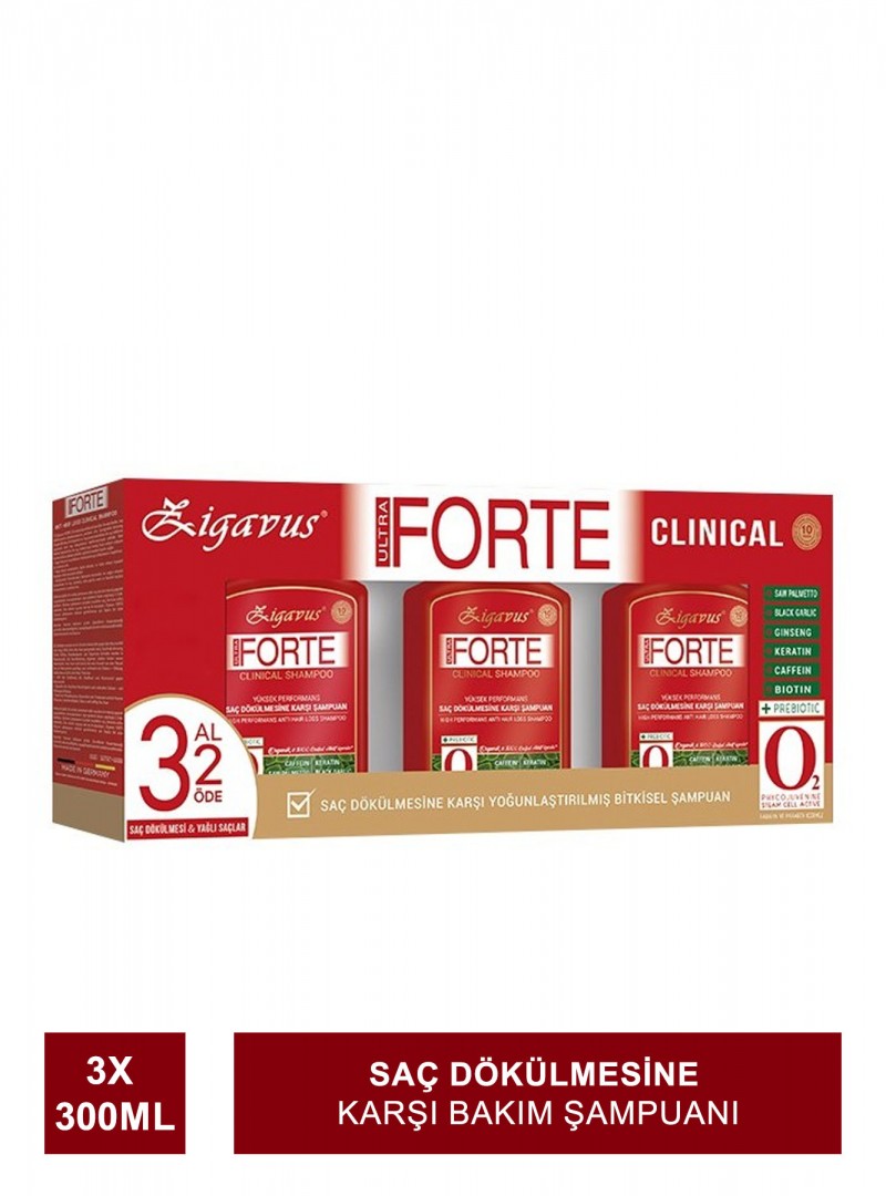 Zigavus Forte Clinical Saç Dökülmesine Karşı Bakım Şampuanı 3 al 2 Öde - Yağlı Saçlar (Serum Hediyeli )