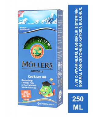 Möller's Omega-3 Cod Liver Oil Tutti Frutti Balık Yağı 250 ml (S.K.T 01-2024)