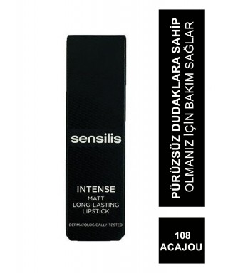 Sensilis Intense Matt Long-Lasting Lipstick Ruj 108 ( Acajou ) 3,5 ml