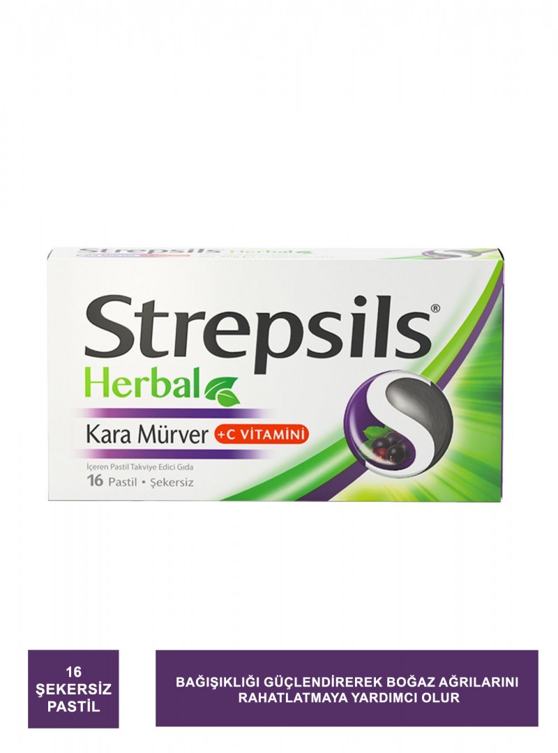 Strepsils Herbal Kara Mürver+C Vitamini 16 Pastil