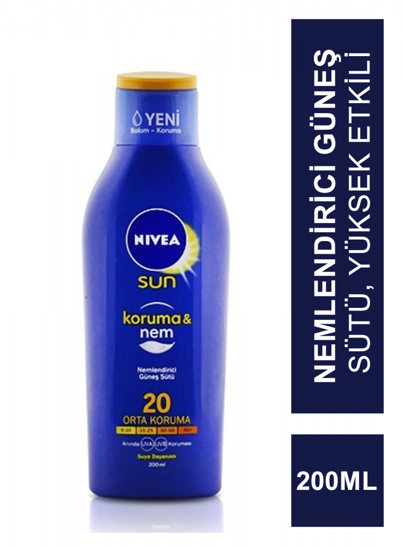 Nivea Sun SPF 20 200 ml Koruma & Nem Nemlendirici Güneş Sütü