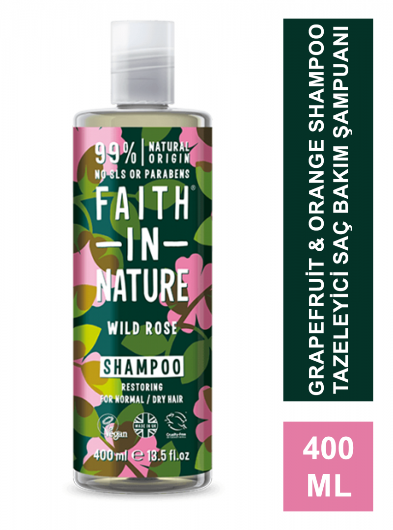 Faith In Nature Wild Rose Shampoo Onarıcı Saç Bakım Şampuanı 400 ml