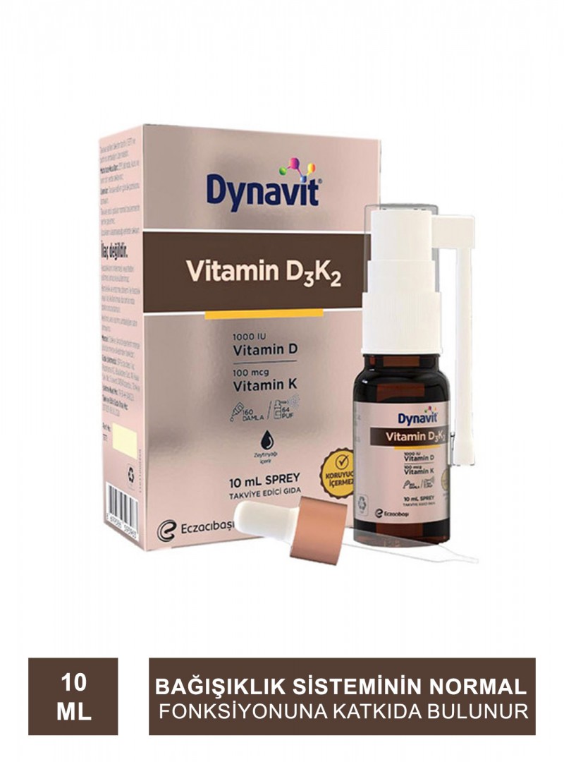 Dynavit Vitamin D3K2 Takviye Edici Gıda Sprey 10 ml (S.K.T 05-2023)