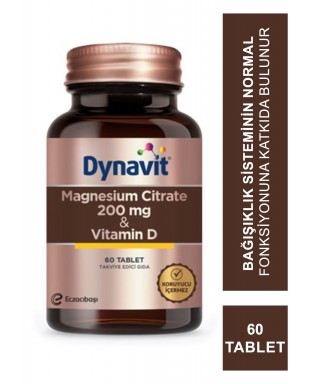 Dynavit Magnesium Citrate 200 mg & D Vitamini 60 Tablet