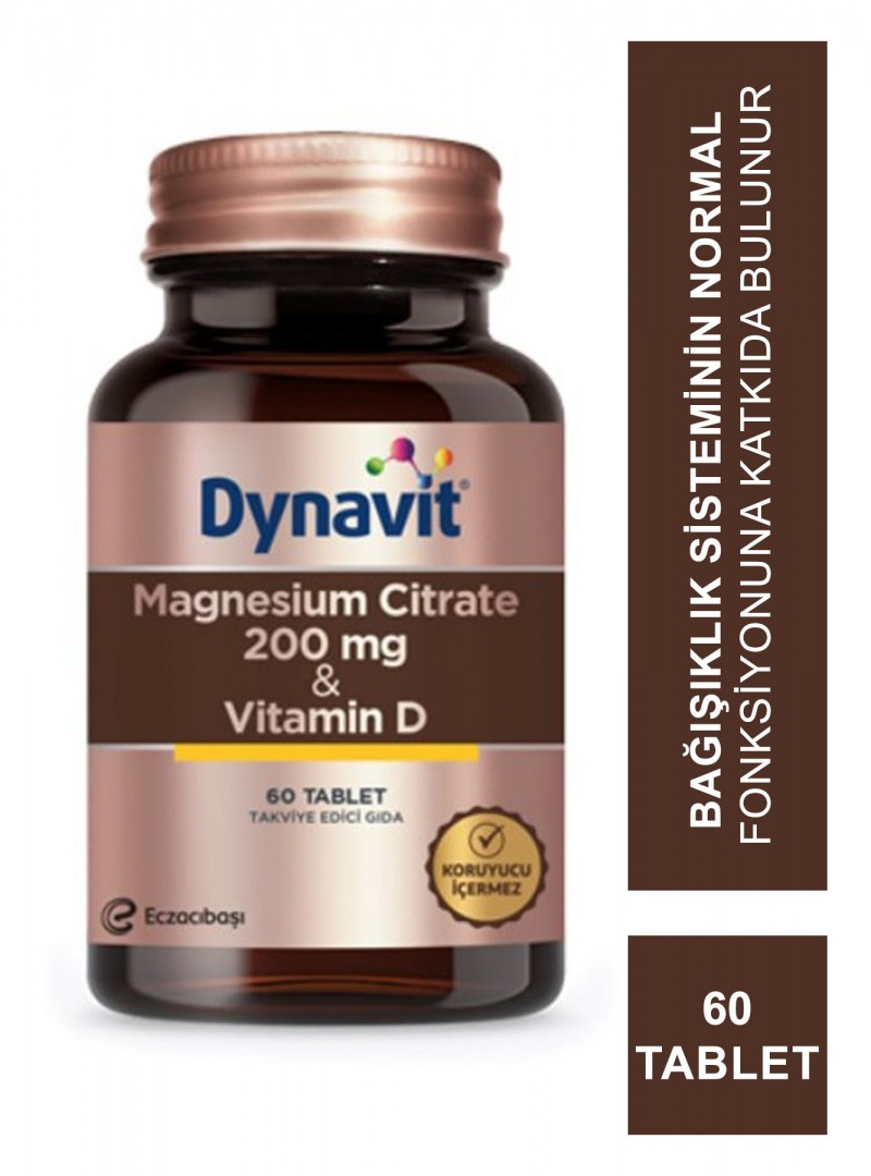 Dynavit Magnesium Citrate 200 mg & D Vitamini 60 Tablet