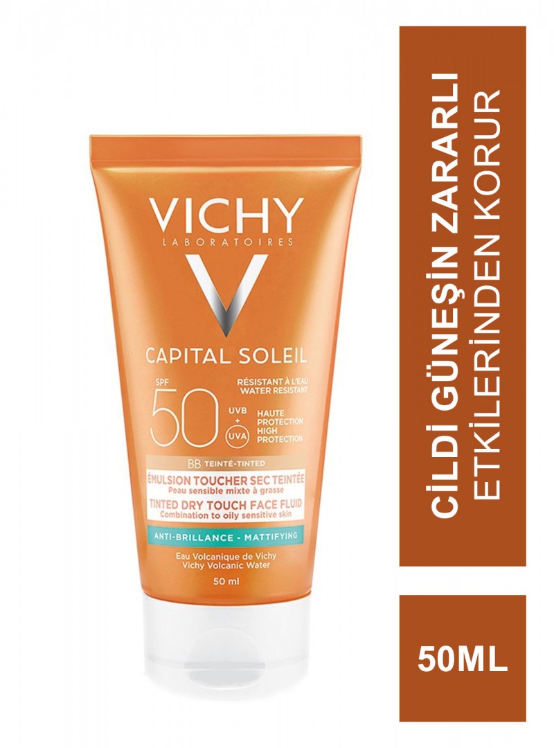 Vichy Capital Soleil Dry Touch Tinted Spf 50+ BB Emulsion 50ml Renkli Güneş Kremi