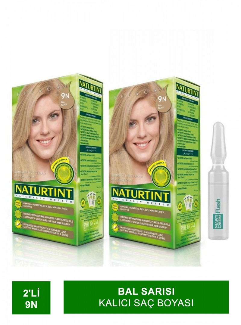 NATURTINT 2'li Set 9 N Bal Sarısı Kalıcı Saç Boyası Alana Martiderm Flash Ampul Hediye