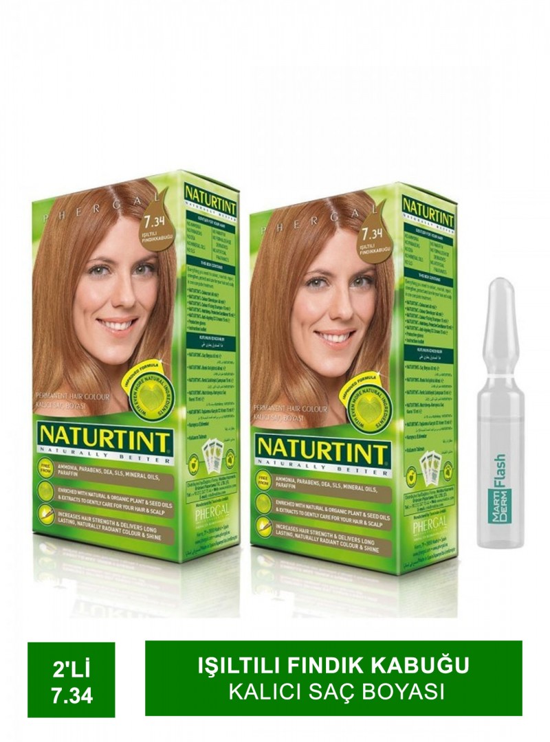 NATURTINT 2li Set 7.34 Işıltılı Fındık Kabuğu kalıcı Saç Boyas
