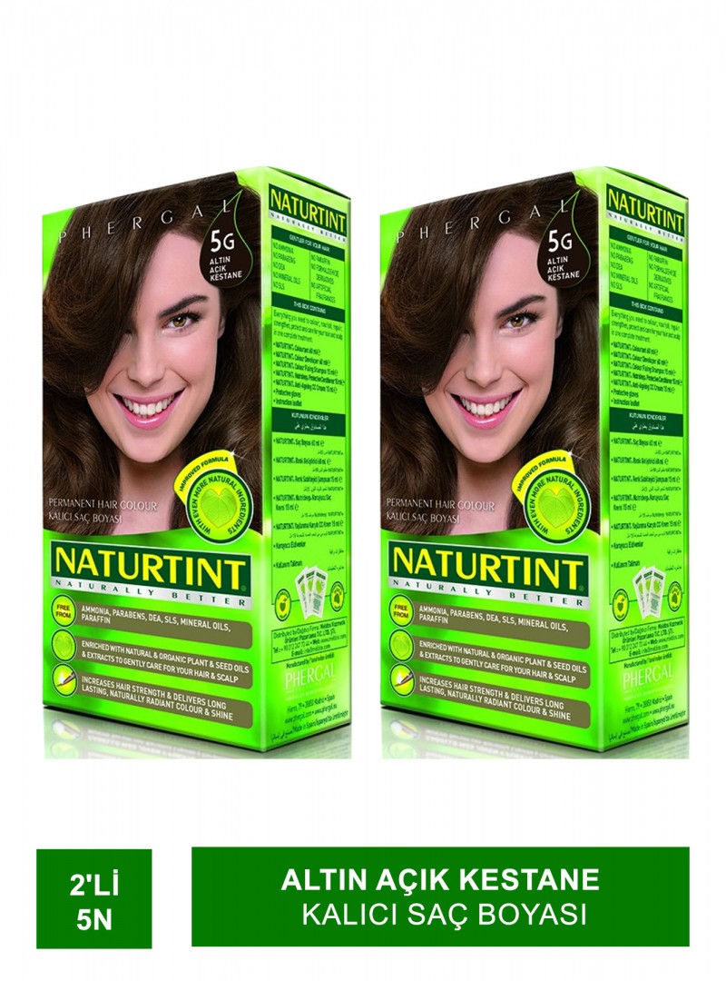 Naturtint Kalıcı Saç Boyası 5G Altın Açık Kestane 165 ml + Martiderm Flash Ampül