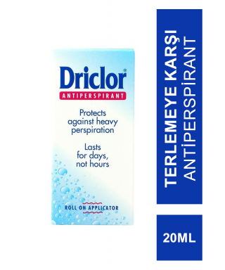 Driclor Roll On Applicator 20ml / Terlemeye karşı Antiperspirant (S.K.T 10-2024)