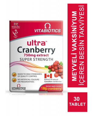 Vitabiotics Ultra Cranberry 750 mg Extract 30 Tablet (S.K.T 03-2024)