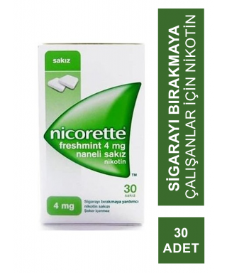 Nicorette Freshmint 4 mg Naneli Nikotin Sakızı 30 Adet