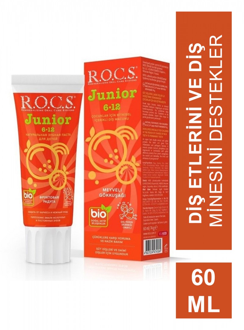 Rocs Junior 6-12 Yaş Meyveli Gökkuşağı Diş Macunu 60 ml