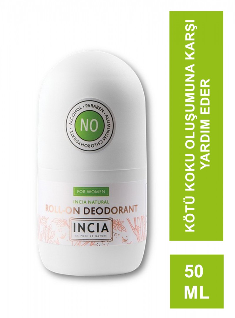 Incia Roll On Deodorant For Women 50 ml Kadınlar İçin Doğal Deodorant (S.K.T 06-2024)