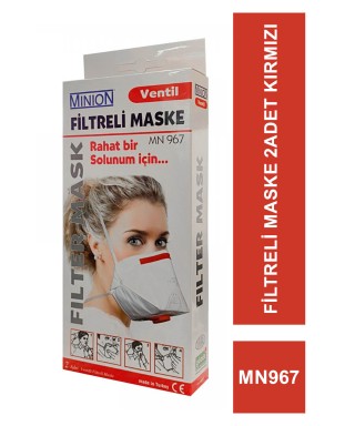 MINION Ventil Filtreli Maske MN967 FFP 3 Kırmızı 2 Adet