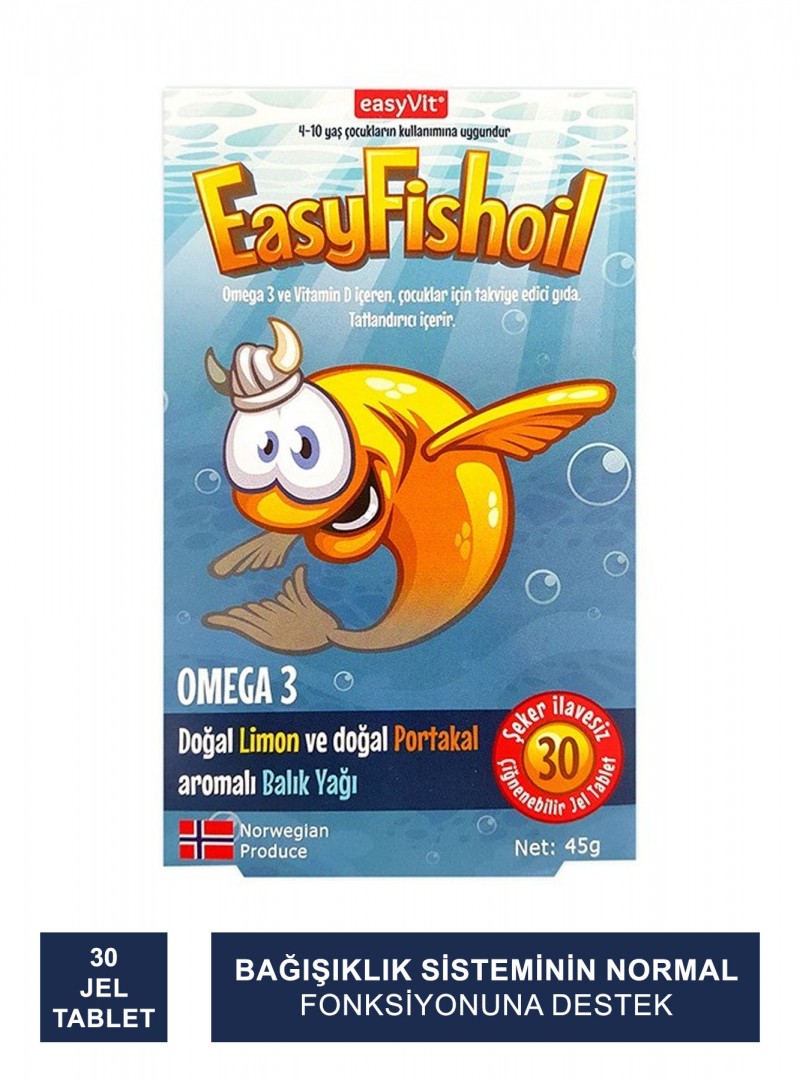 Easyvit EasyFish Oil Omega 3 Çocuk Çiğnenebilir 30 Jel Tablet (S.K.T 10-2023)