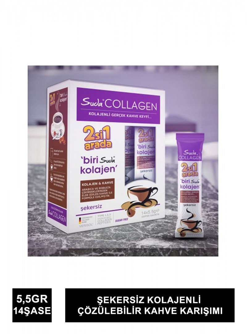 Suda Collagen 2si 1 Arada Kahve & Kolajen 14 ŞaseX5,5 gr