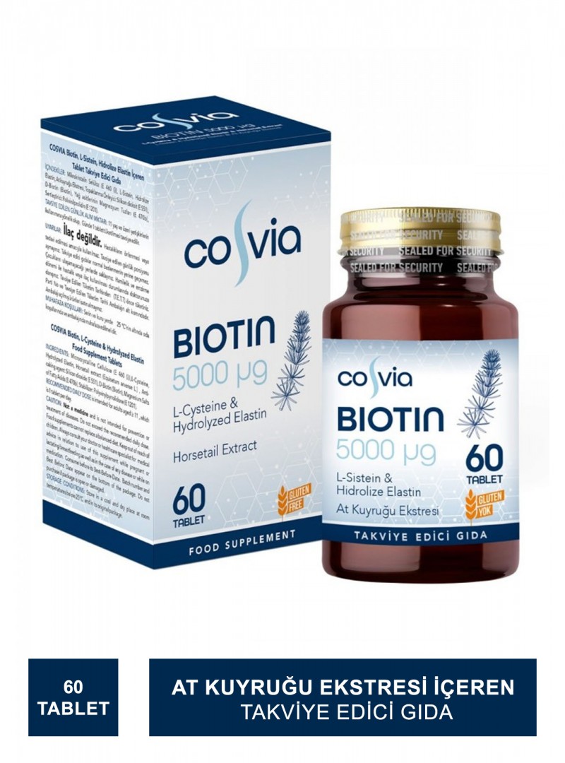 Cosvia Biotin 5000mg 60 Tablet (S.K.T 05-2025)