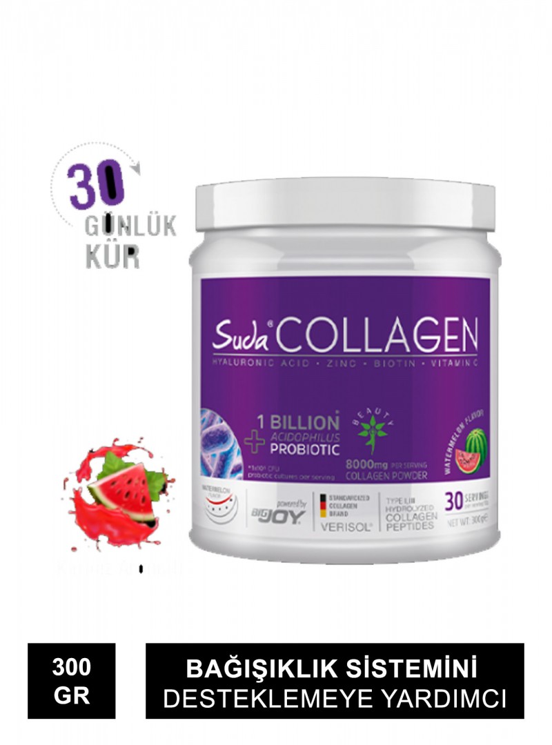 Suda Collagen + Probiyotik Karpuz Aromalı  Toz Kutu 300gr (S.K.T 01-2024)