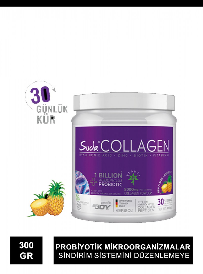 Suda Collagen + Probiyotik Ananas Aromalı Toz Kutu 300gr (S.K.T 05-2024)