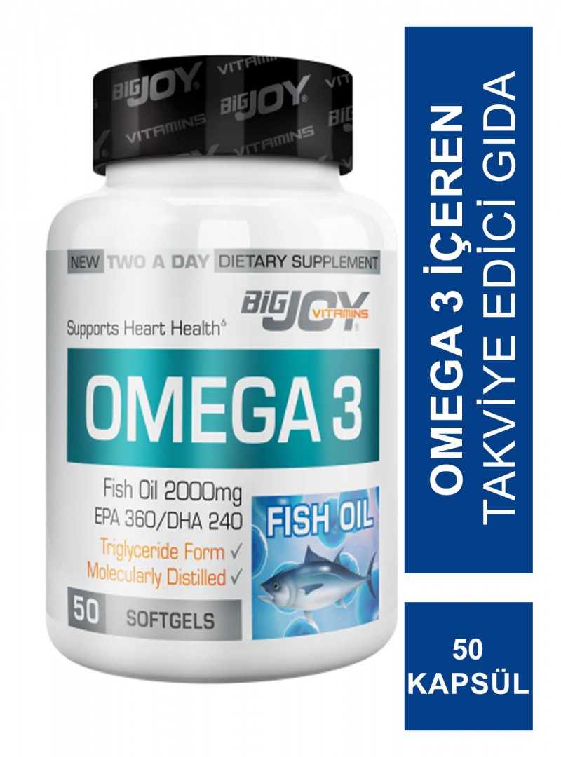 Bigjoy Vitamins Omega 3 - Fish Oil 2000mg 50 Softgel Kapsül