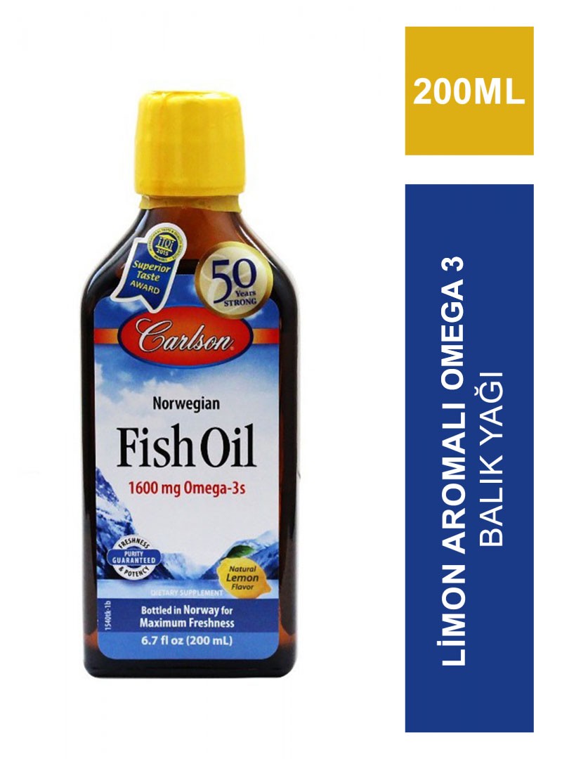 Carlson Fish Oil Omega 3 Balık Yağı Şurubu Limon Aromalı 200ml (S.K.T 09-2024)