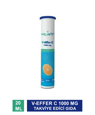 Velavit V-Effer C 1000 mg Takviye Edici Gıda 20 Tablet (S.K.T 03-2024)