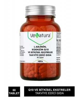 Venatura L-Arjinin Koenzim Q10 ve Bitkisel Ekstreler Takviye Edici Gıda 60 Tablet