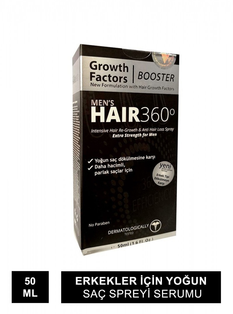 Hair 360 Growth Factors Booster Mens Hair Spray 50ml - Erkekler için Saç Spreyi
