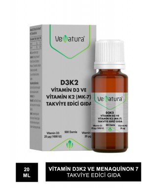 VeNatura Vitamin D3K2 ve Menaquinon 7 Takviye Edici Gıda 20 ml