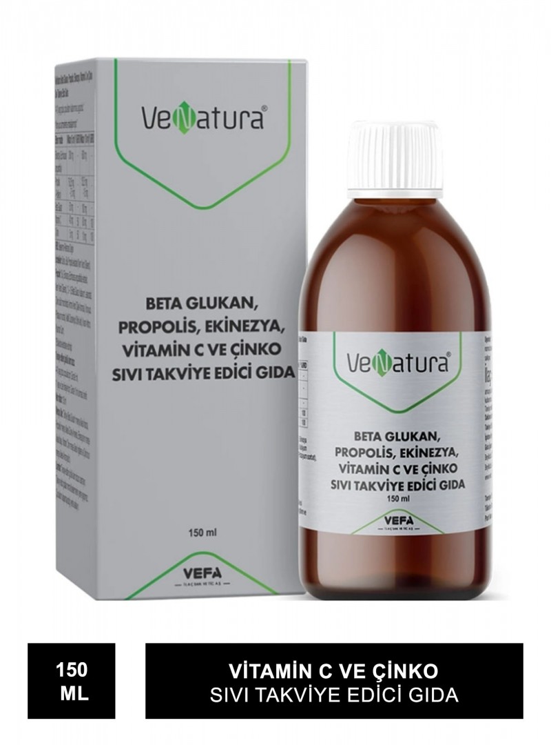VeNatura Beta Glukan, Propolis, Ekinezya, Vitamin C ve Çinko Sıvı Takviye Edici Gıda 150 ml