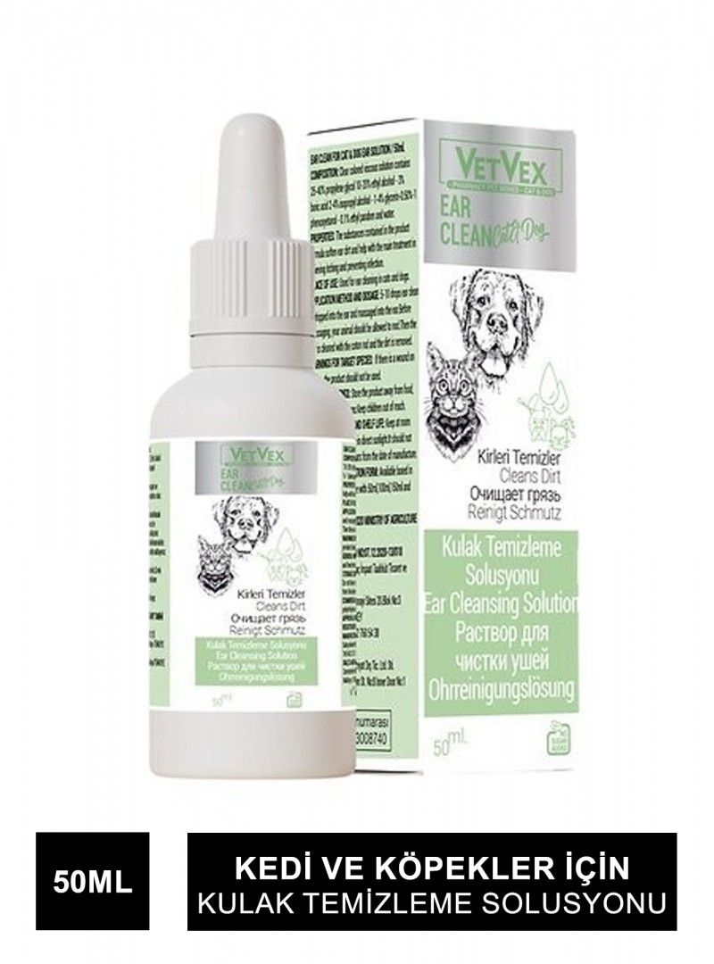 VetVex Ear Clean Kedi ve Köpek Kulak Temizleme Solüsyonu 50 ml