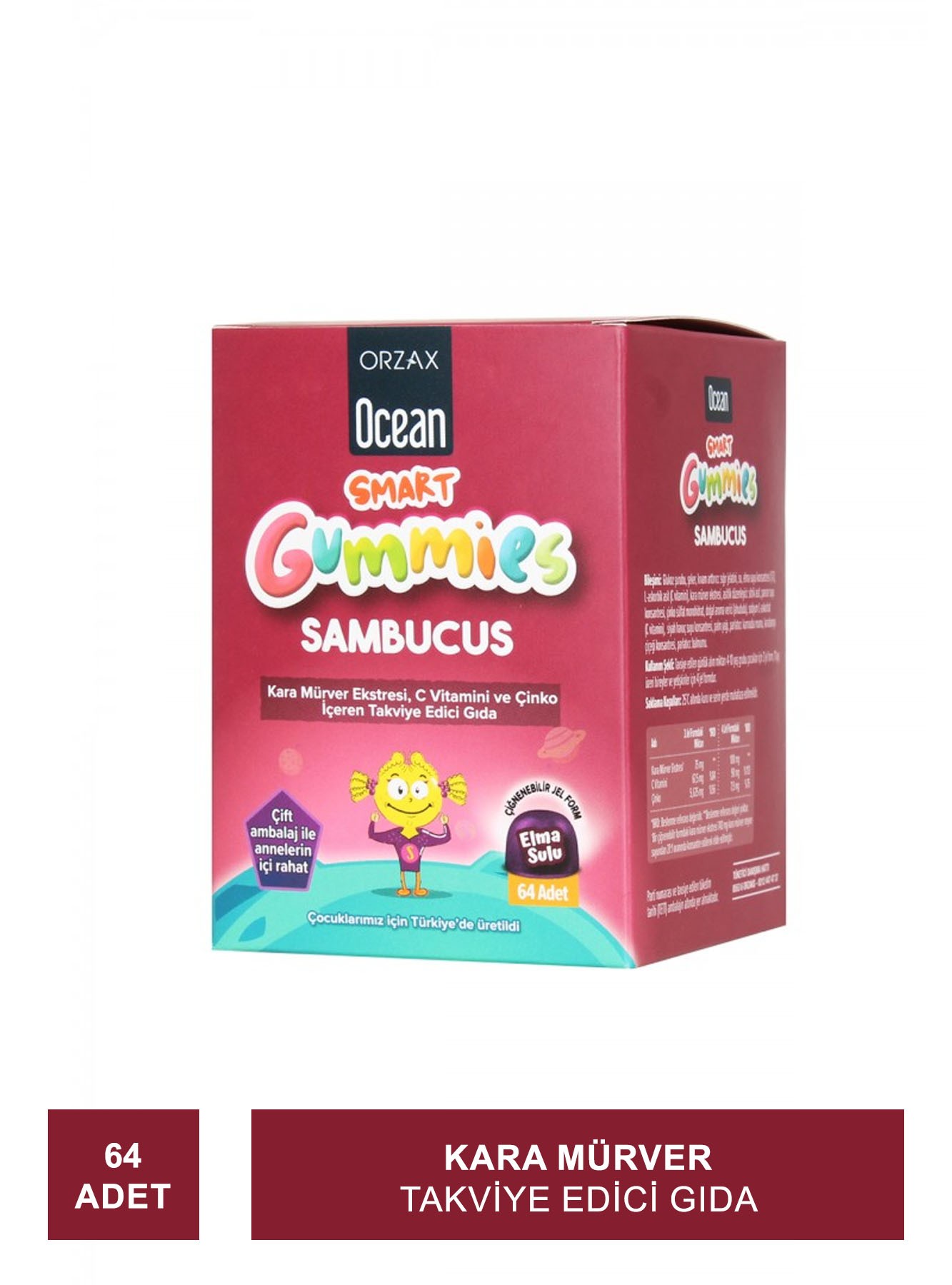 Outlet - Ocean Smart Gummies Sambucus Takviye Edici Gıda 64 Adet (S.K.T 11-2024)