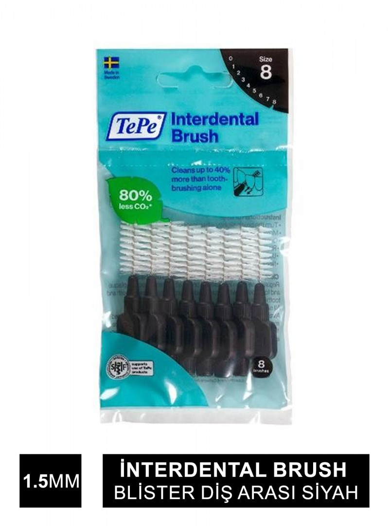TEPE İnterdental Brush Blister Diş Arası Siyah 1.5mm 8'li
