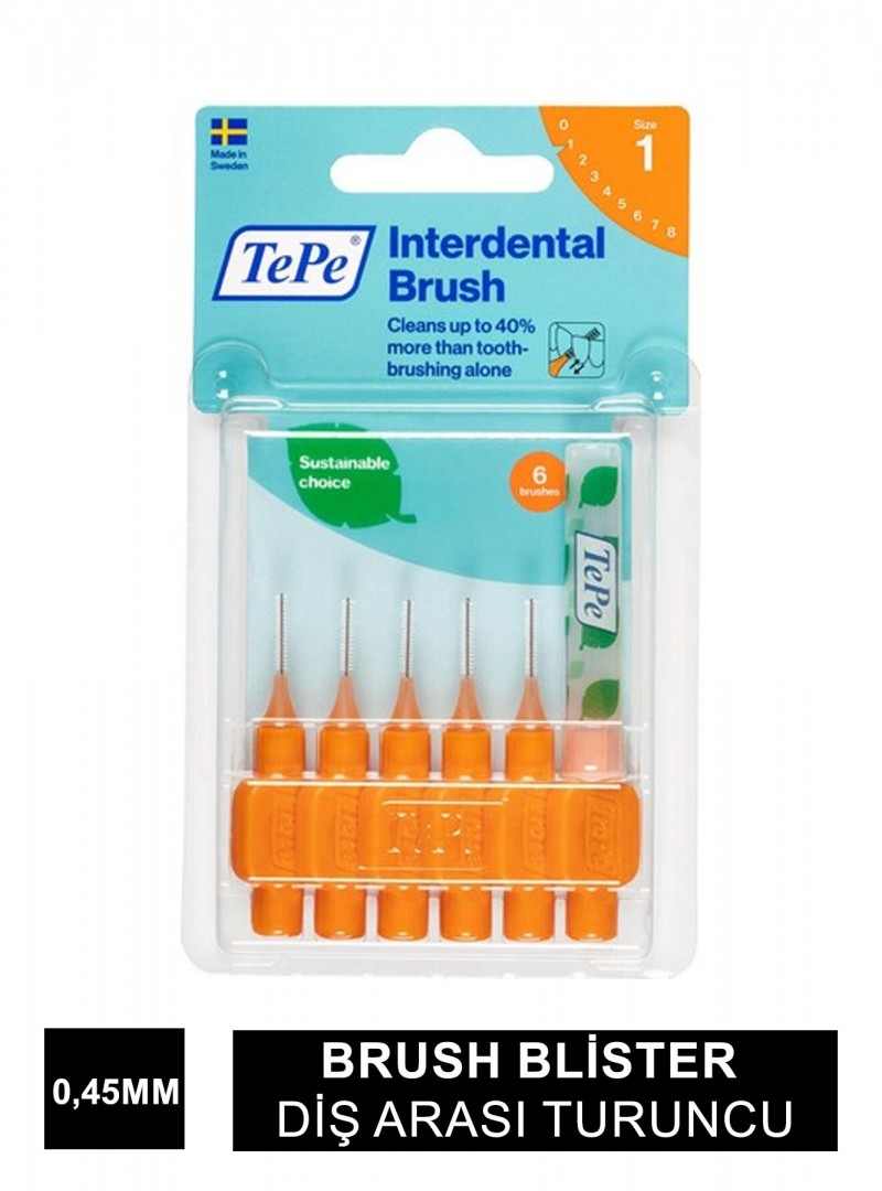 TEPE İnterdental Brush Blister Diş Arası Turuncu 0.45mm 6 lı