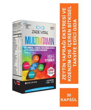 Outlet - Zade Vital Multivitamin Takviye Edici Gıda 30 Bitkisel Kapsül