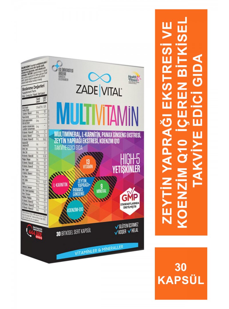 Outlet - Zade Vital Multivitamin Takviye Edici Gıda 30 Bitkisel Kapsül