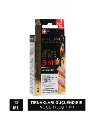 Eveline Argan Elixir 8in1 ( Tırnaklar için Yenileyici Yağ ) 12 ml