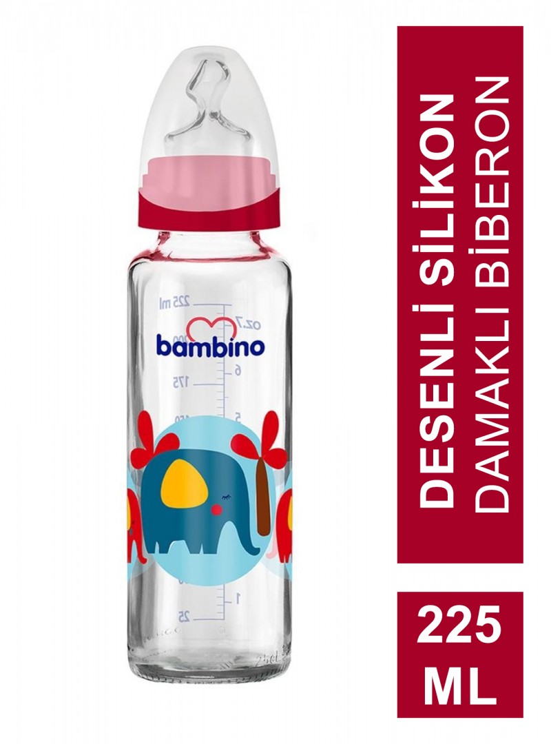 Bambino Klasik Cam Biberon Damaklı 0-6 Ay 225 ml ( B012 )