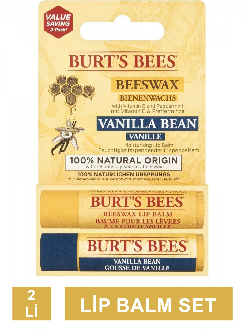 Burts Bees 2'li Lip Balm Set ( Beeswax + Vanilya ) 2x4.25gr