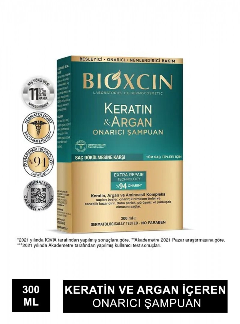 Bioxcin Keratin & Argan Onarıcı Şampuan 300 ml