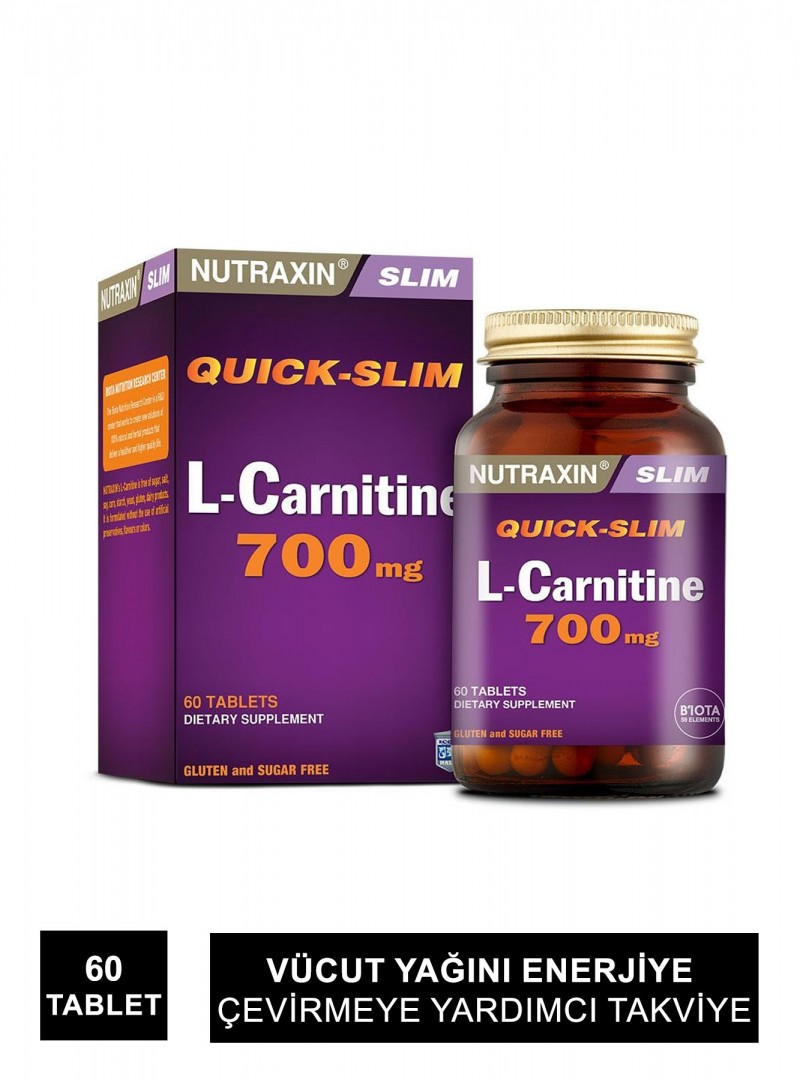 Nutraxin L-Carnitine 700 mg 60 Kapsül (S.K.T 08-2025)