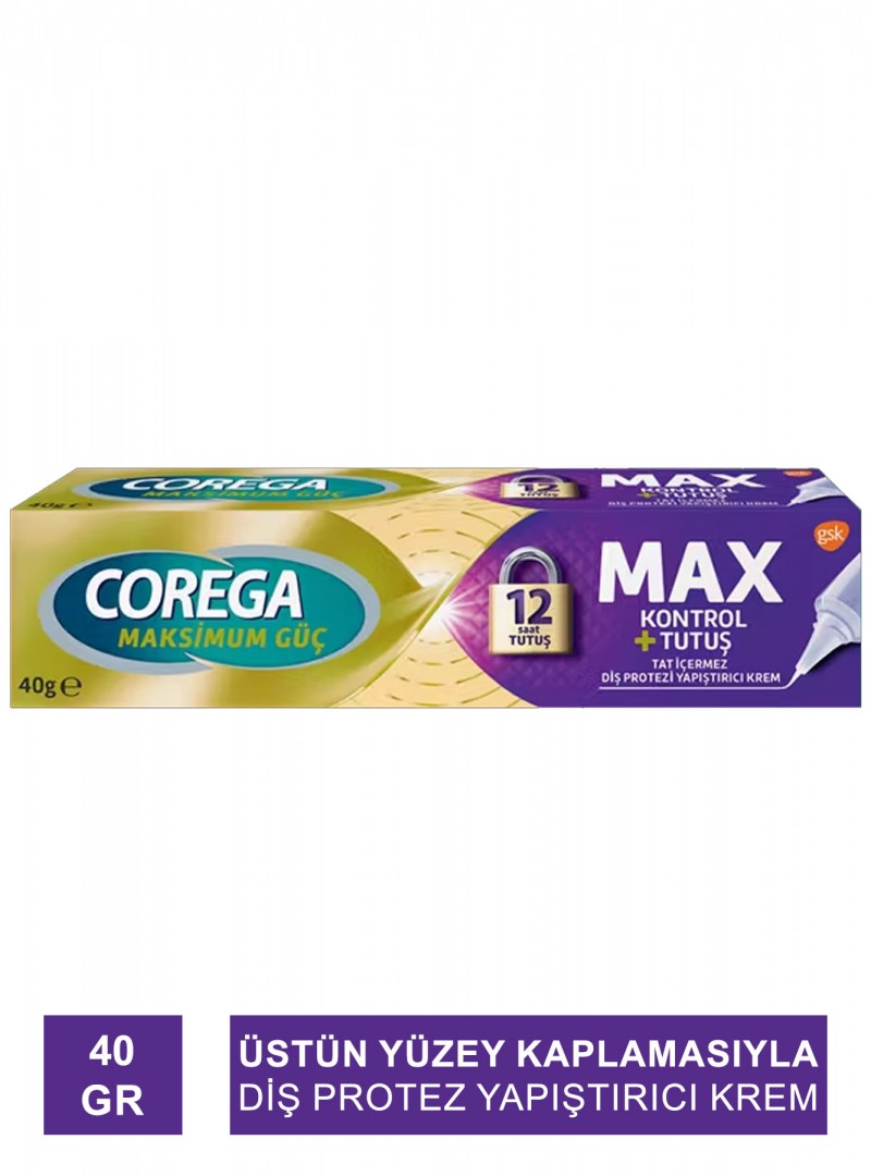 Corega Maximum Kontrol+Tutuş Diş Protezi Yapıştırıcı Krem 40 gr