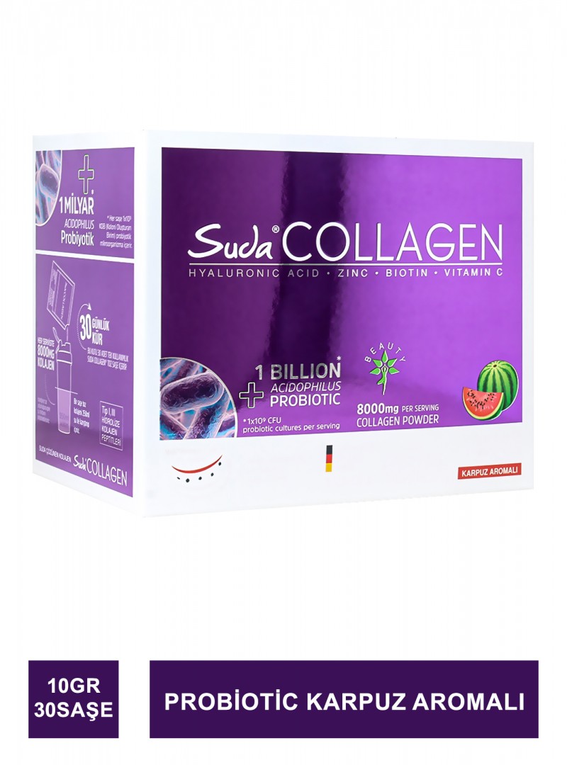 Suda Collagen+Probiotic Karpuz Aromalı Watermelon 10 gr x 30 Saşe