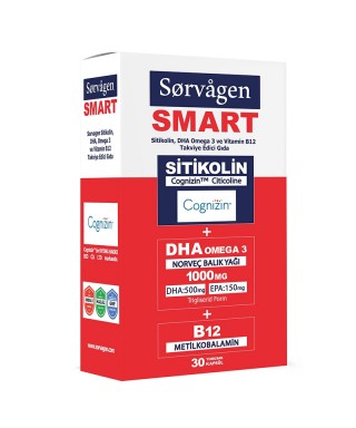 Sorvagen Smart Sitikolin DHA Omega 3 ve B12 30 Kapsül